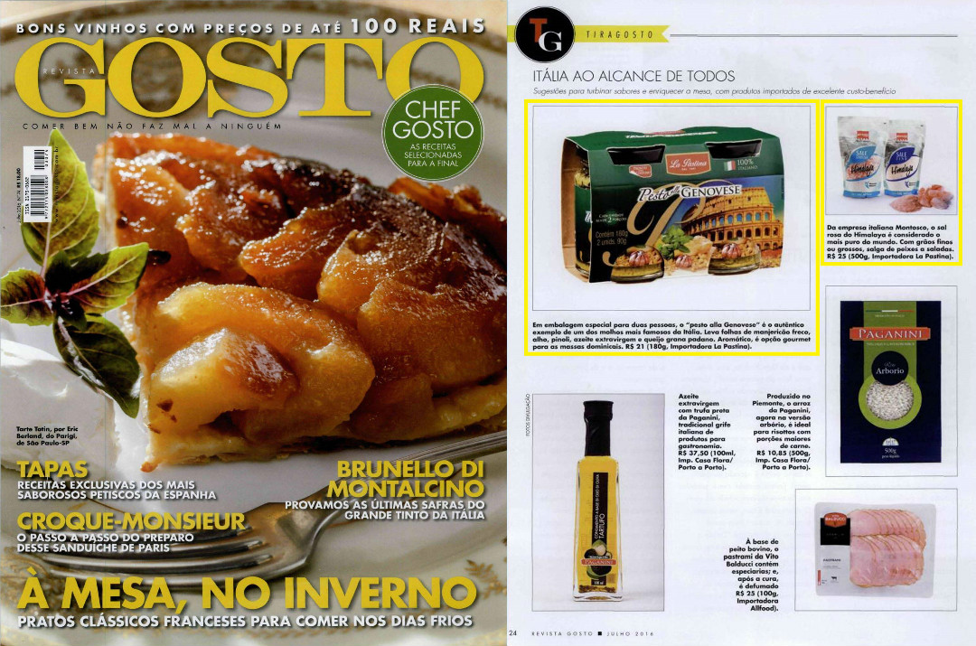 Revista Gosto: Pesto alla Genovese La Pastina e Bag de Sal Rosa da Montosco